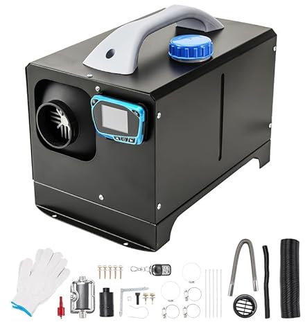Dieselheizung All-in-One,8 kW 12 V Standheizung Diesel Diesel-Luft-Auto-Parkheizung mit verbessertem LCD-Schalterdisplay und Fernbedienung, schnelles Aufheizen, für Wohnmobil, Garage, LKW, Boot, Rot
