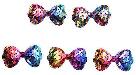 minkissy 5stücke Teiliges Bunte Pailletten-bowknot Dekoration Doppelseitige Haaraccessoires Für Kleidung Haarschmuck Bastelbedarf Und Hochzeitsdekoration