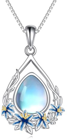 Geburt Blume Kette Sterling Silber Lotus Blume Teardrop Anhänger Halskette Juli Geburtstag Blumen Schmuck Geschenke für Damen Mädchen