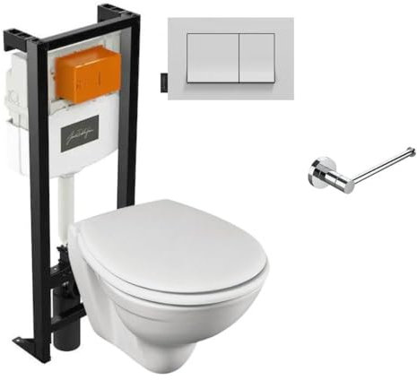 Jacob Delafon Pack WC Suspendu sans Bride Patio + Porte-Rouleau EO Classique
