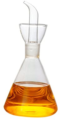 OUNONA Botella Dispensadora De Aceite De Oliva 125 Ml De Vidrio Transparente Con Vertedor Antigoteo Para Cocina y Mesa y Práctica