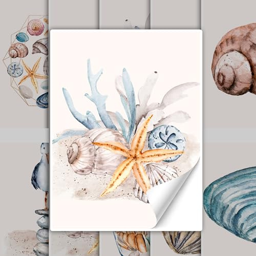 GRAZDesign Fliesenaufkleber maritime Muster Bad Badezimmer, Fliesenbilder Set selbstklebend - 15x20cm / 10 Stück