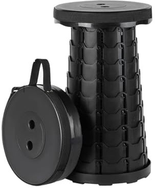 SPXTOM Zusammenklappbarer Hocker, höhenverstellbar, zusammenklappbarer Reisestuhl, tragbarer einziehbarer Campinghocker, leicht, for Angeln im Freien, Wandern, max. 400 Pfund (Color : Black)