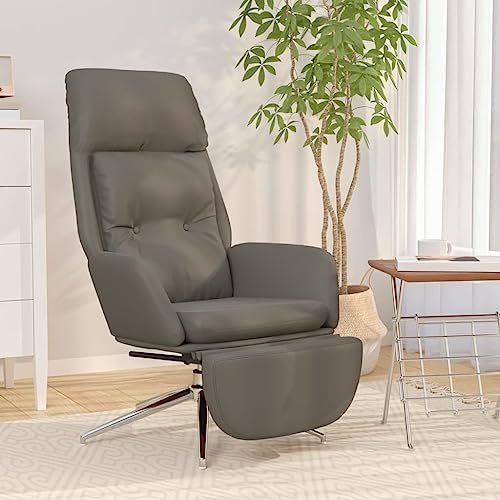LIANGDONFC ohrensessel Vintage、kinosesselRelaxsessel mit Fußstütze Grau Echtleder & KunstlederWohnzimmer, Büro,