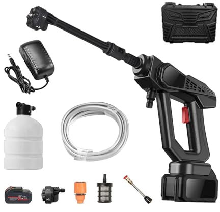 CDIYTOOL Akku-Hochdruckreiniger, 30 Bar/500 PSI tragbarer Hochdruckreiniger mit wiederaufladbarem 24-V-Akku, 6-in-1-Düse, Akku-Jet-Reinigungsset für Boden-, Garten-, Terrassenreinigung und Autowäsche