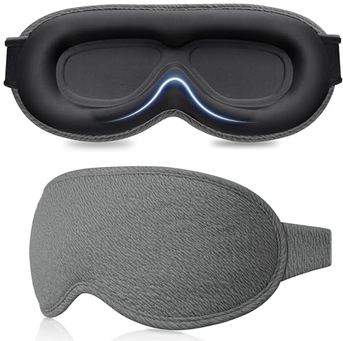 Gritin Sovmask för Kvinnor Och Män, 100% Anti-Ljus Ögonmask Utan ögontryck - Sömnmask 3D Ergonomisk Design för ögonfransar Och ögonrörelser, Ultramjuk Och Bekväm Sleep Mask