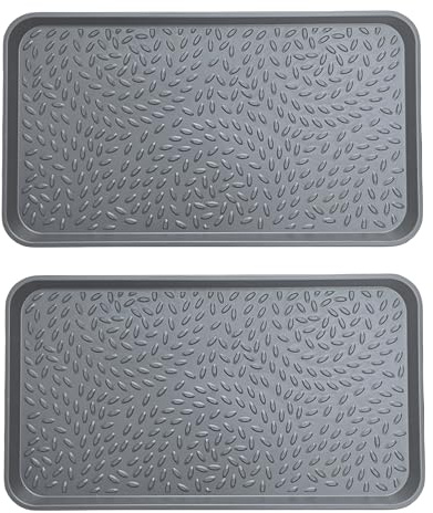Schuhwanne - Große Schuhabtropfschale für Schuhregal Outdoor, Auffangwanne aus Kunststoff, Abtropfschale und Flache Plastikwanne, Elegante Schuhmatte, Auffangwanne aus Kunststoff (Grau)