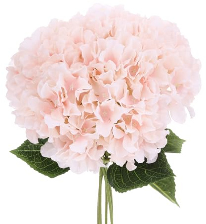 sourcing map Lot de 5 fleurs artificielles roses d'hortensia artificielles en soie avec tiges pour jardin, printemps, centre de table, extérieur