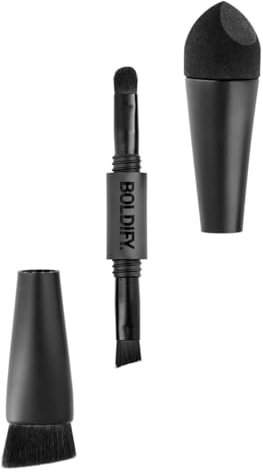 BOLDIFY Four Ended Hairline Powder Brush - Precision Hair Makeup Brush Set with Sponge Tip for Seamless Blending - Ideal as a Hair Concealer/Contour, Root Touch Up