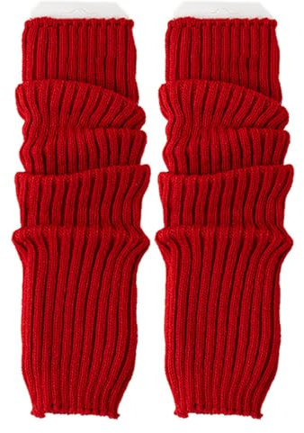 GXGM 1 Paar Stulpen Damen, Stulpen Für Damen, Winter Leg Warmers, Stulpen Oktoberfest Damen, Stulpen Weiß Für Damen, Beinwärmer Kinder, Hohe Fußlose Kniestrümpfe, Knöchelwärmer Weihnachten(Rot)
