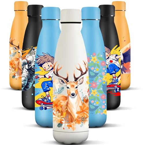 HoneyHolly Edelstahl Trinkflasche, 500ml BPA-frei, Thermosflasche, Isolierflasche Doppelwandige, Wasserflasche, Auslaufsicher, 18/8 Edelstahl, Thermoskanne für Sport, Camping, Schule