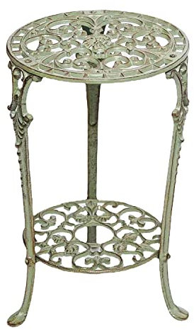 WOTZOV Retro-Beistelltische für den Außenbereich, rostfreie kleine Couchtische für die Terrasse, runder Beistelltisch aus Metall, doppelschichtige Picknicktische aus Schmie