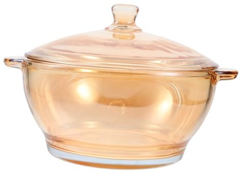 BEBEMOKO Olla De Vidrio Resistente Al Calor Con Doble Asa Apta Para Microondas y Lavavajillas Cacerola Práctica y Duradera Para Uso Doméstico