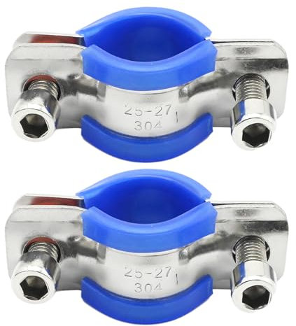 VIKKSAER 2 Pcs Adjustable Pipe Bracket Clamp, Stainless Steel Wall Mount Ceiling Mount Pipe Bracket Clamp, Pipe Support for Pipe Support Pipe Fixing Pole Support (25-27 mm)