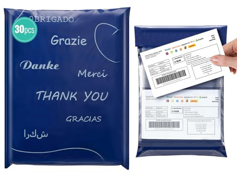 Wemk Enveloppes Plastiques Expédition, Pack de 30 Pochettes d'Envoi Colis Vinted, Auto-Adhésives, Résistantes aux Déchirures, Opaques, Imperméables, Idéales pour Vinted & Leboncoin, 30x45 cm