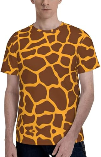 OKFSTY Camisetas de poliéster con estampado de jirafa para hombre, cuello redondo, manga corta, camisetas básicas de verano, 1 paquete, Negro, M