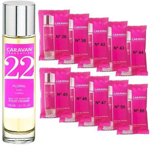 CARAVAN FRAGANCIAS Damenparfüm Nr. 22, 150 ml + Set mit 10 Flaschen mit verschiedenen Damenduften von Caravan, um neue Düfte zu entdecken