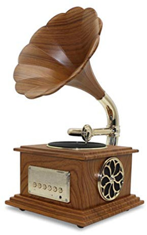 WDWDW Gramophone Vintage avec Reproduction de pavillon en Laiton, Haut-Parleur, Tourne-Disque, phonographe