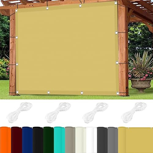 Pali per tenda da sole, 2,5 x 7,5 m, con occhielli, per esterni, blocco UV, in poliestere, color crema, soluzione ombreggiante da giardino