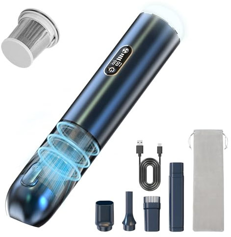 Carehabi Handstaubsauger,Mini Staubsauger für Auto 18000pa mit Starke Saugkraft 3-Gang Leistungsstarker Auto Staubsauger Stark mit Waschbar Hepa-Filter für Haus & Tierhaar Reinig