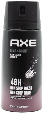 6 x 150ml Axe Black Night Deodorant Body Spray Black Carmel & Vanilla