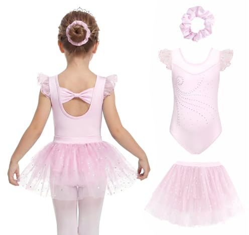 JiAmy Mädchen Ballett Set Tüll Glitzerrock Haarreif 100, Schwarz | Alter 3-4 Jahre, 90% Polyester 10% Elasthan, Strass-Oberteil, Paillettenrock, 3-teilig, atmungsaktiv, Handwäsche, Aufführung
