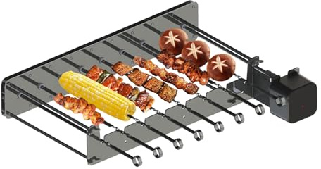 Elektrischer Spiessdreher, Drehspieß Grill, Schaschlikgrill mit Motor Automatische Rotierende Grillmaschine, Kebab Grill 360° Automatisch Drehbarer Grillrost mit 10 Spießdreher aus Edelstahl und USB