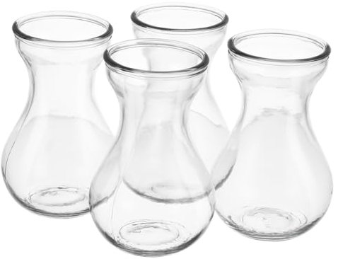 Healifty 4pcs Glass Flower Vases Hydroponic Hyacinth Plant Containers Small Table Floral for Home and Office Decor