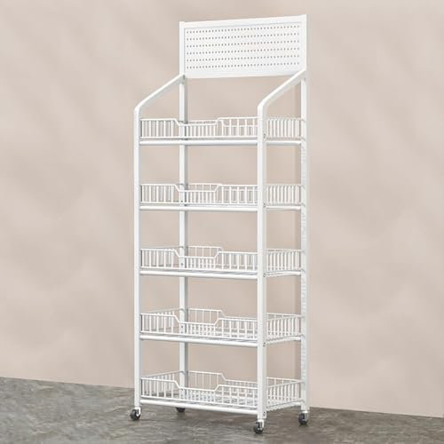 Présentoir de supermarché, 4/5 niveaux, présentoir à fruits, organisateur de collations en métal pour bonbons et croustilles, grande étagère de rangement commerciale pour fruits et outils