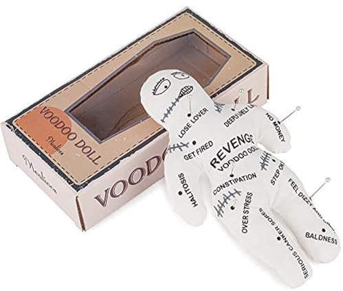 Voodoo-Puppen, 21, 6 x 13 cm, weiße Polyester-Baumwolle, Gruselpuppe mit unheimlichem Aufdruck, gruselige Puppe, Rache, negative Horrorpuppen zur emotionalen Entladung, Horrorpuppen, Spukpuppe, gr