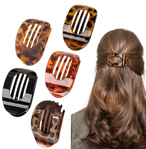 deegbbyi 5 Piezas Horquillas Planas para el Pelo, Horquillas Planas Antideslizantes, Horquilla Francesa Elegante, Pinza para el Cabello Diseño Curvo, para el Pelo Fino y Grueso