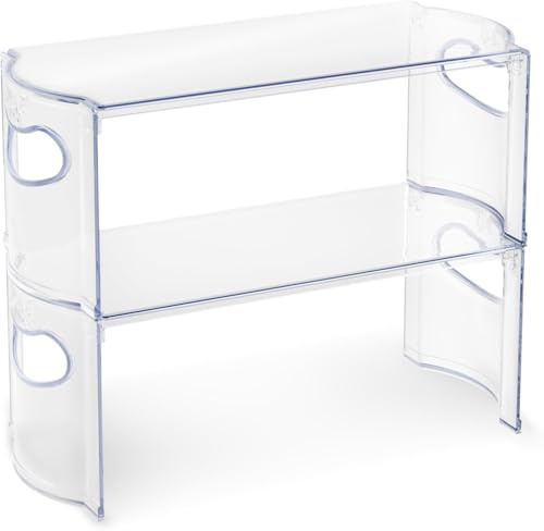 Anteabee Clear Cabinet Organizer, Shelf Organizer Set of 2 for Kitchen Pantry Organizers and Storage, Display Shelf Room Decor Countertop Desk Shelves, Patented Spice Organization for Cabinet