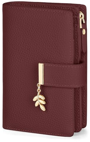 LUROON Portefeuille Femme Cuir, Petit Porte Monnaie Femme RFID Blocage Portefeuille Femme Petit Format avec Grand Compartiment à Monnaie Zippé