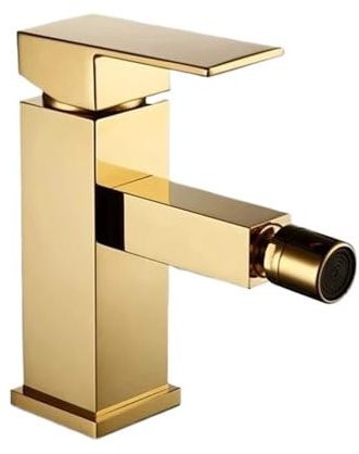 Bathroom Faucet Solid Brass Square Style Polished Gold Finish Bidet Single Lever Mixer Water Tap Bidet Fitting Taps