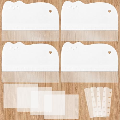 Zhehao 4 Pcs Cake Smoother Scraper Plastic Cake Scraper for Bread Pastry Chef Bakery Decorating Supplies Cute Kitchen DIY Essential Baking Utensil Food-grade Materials
