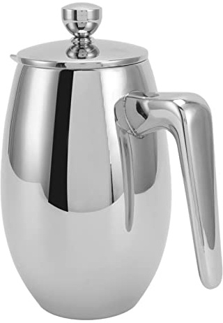 Jeffergarden de Prensa Francesa, Acero Inoxidable 304, Tetera de Doble Capa para Elaboración Casera con Boca en Forma de U y Humanizado (350ML)