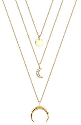 Elli Damen Halskette Halbmond Layer Trend mit Kristalle