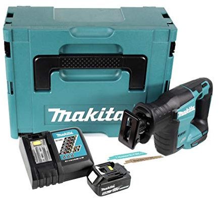 Makita DJR 188 RG1J - Sierra de sable sin escobillas (18 V, batería de 6,0 Ah y cargador)