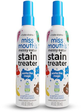 Miss Mouth's Messy Eater Stain Treater Spray - 4oz 2 Pack Stain Remover - Newborn & Baby Essentials - No Dry Cleaning Food, Grease, Coffee Off Laundry, Underwear, Fabric