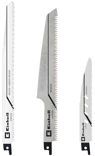 Einhell - Set di 3 lame per sega universale (per legno e metallo, accessori per seghe universali/seghe alternative, ideale per dispositivi senza fili)