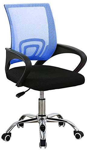 BAKAJI Poltrona Sedia Scrivania Ufficio Presidenziale in Tessuto a Rete Traspirante e Base a 5 Razze in Acciaio Rotazione 360 Gradi Direzionale Altezza Regolabile Arredamento Casa Cameretta (Blu)