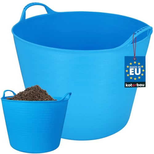KOTARBAU® Espuerta de plástico flexible, 42 l, Capazo agrícola con asas, Cubo de goma multiusos, Cesto para neopreno de surf mojado, Capazo para hogar o jardín, Azul