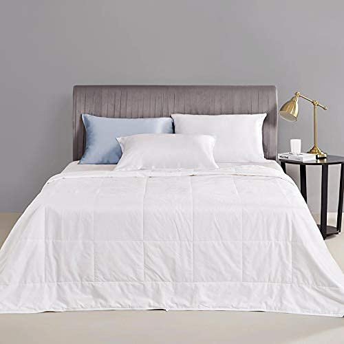 Mommesilk Seide Bettdecke 100% Seide Füllung mit Baumwolle Hülle 200x220cm, Seidengewicht 0.65kg, Weiß Waschbar 4 Jahreszeiten Allergiker Bettdecke