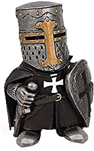 Alacritua Statue de nain de chevalier, statue de nain nain, armure miniature de chevaliers européens, sculpture décorative pour rendre votre jardin plus beau