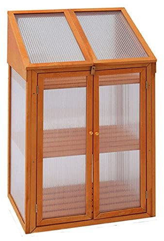 SASONS® LARGE 3 TIER WOODEN GARDEN GREENHOUSE COLD FRAME POLY-CARBONATED TRANSPARENT GLAZING GROW HOUSE OUTDOOR PLANTS’ STORAGE SHELVE UNIT GREEN HOUSE (H120 X L69 X W51 CM)