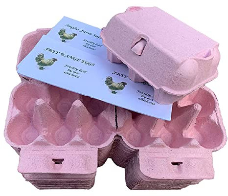Anglia Farm Supplies - Pastel Pink Coloured Egg Boxes - half dozen cartons - with sheet 8 labels (100 Egg Boxes)
