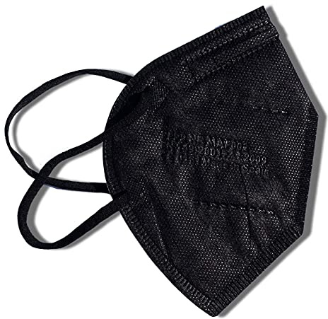 Obbocare - FFP2-Masken mit 5 Schichten. FFP2-Maske mit CE-Zertifikat homologiert. Einzeln verpackt. Hergestellt in Spanien. Farbe schwarz. Schachtel mit 20 Einheiten