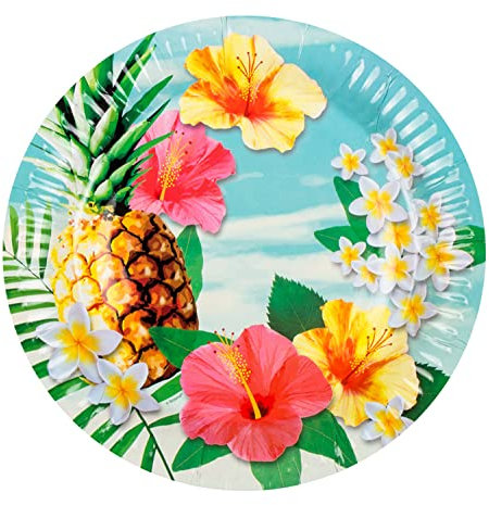 Boland 52477 – Lot de 10 assiettes de fête Paradise, taille 23 cm, vaisselle de fête écologique, 100% papier, anniversaire, fête à thème