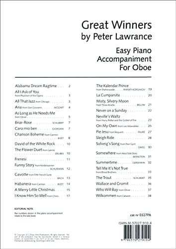 Great Winners for Oboe (Piano Accompaniment) by Peter Lawrance, Brasswind