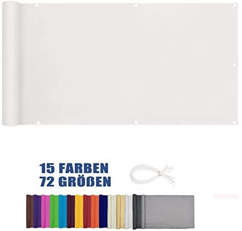 LEIBING Sichtschutz Balkon 0.7x9.5m Windschutz Staubschutz Sonnenschutz Sichtschutzmatte PVC Anti-ultraviolett und Winddicht Für Balkone, Hinterhöfe, Terrassen, Weiß